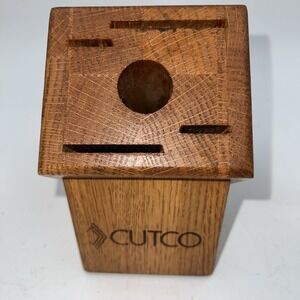 CUTCO 5 Slot Honey Oak Wooden Knife Block Butcherblock Essential MADE IN USA